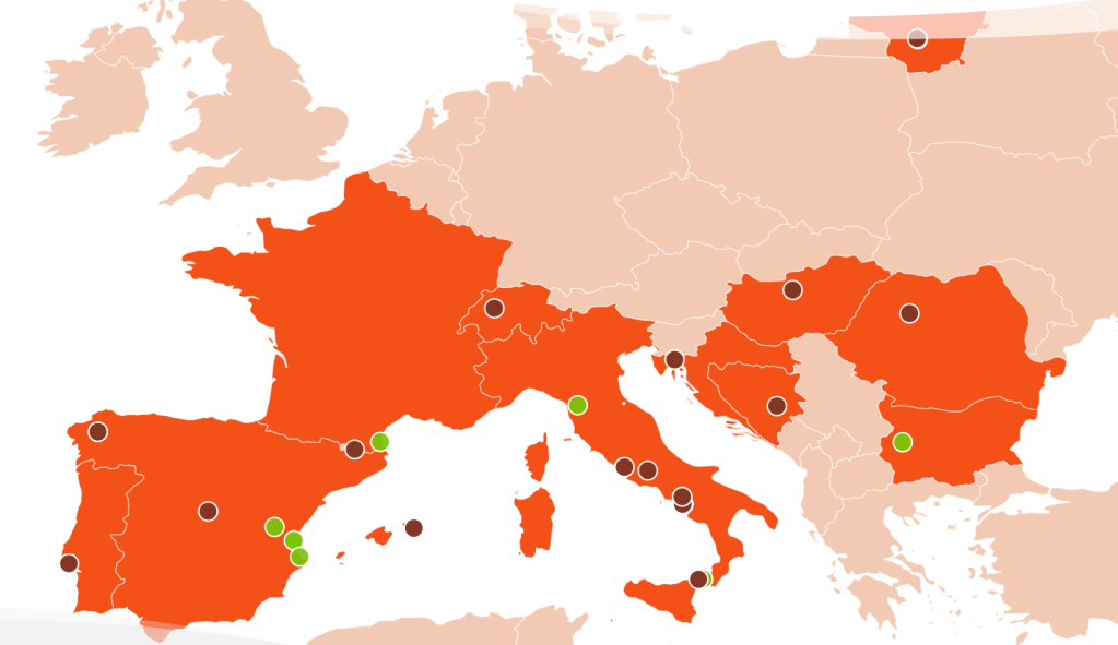 mappa farmacie e giardini della rotta europea