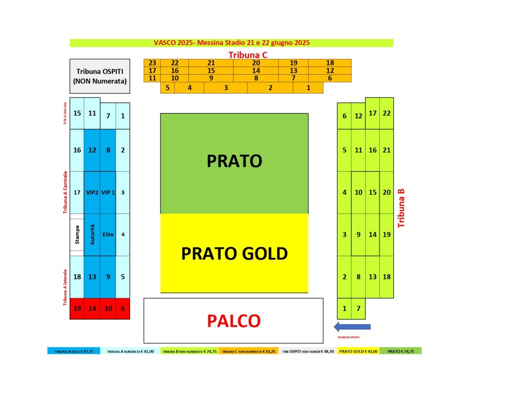 Mappa stadio per Vasco Rossi